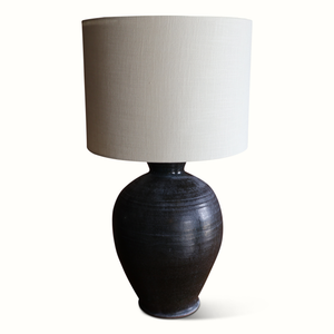 Black Ceramic Studio Pottery Vase Lamp