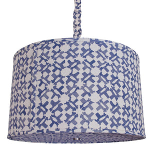 Our Upholstered Hanging Shade is available in both small and large sizes and include a flat welt detail along the top and bottom, as well as vertical welts every 18