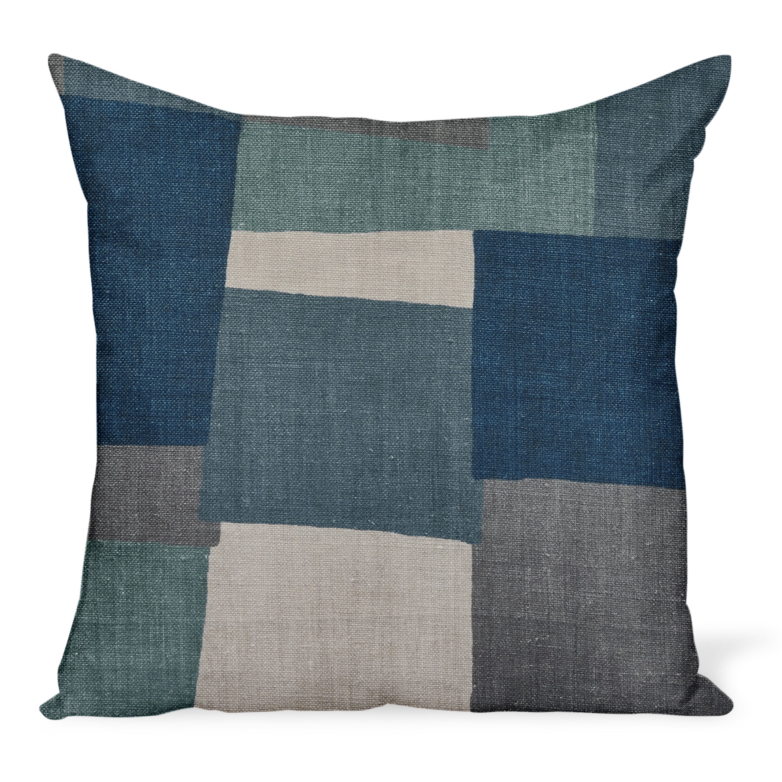 Peter Dunham Textiles Collage in Indigo/Gray Pillow