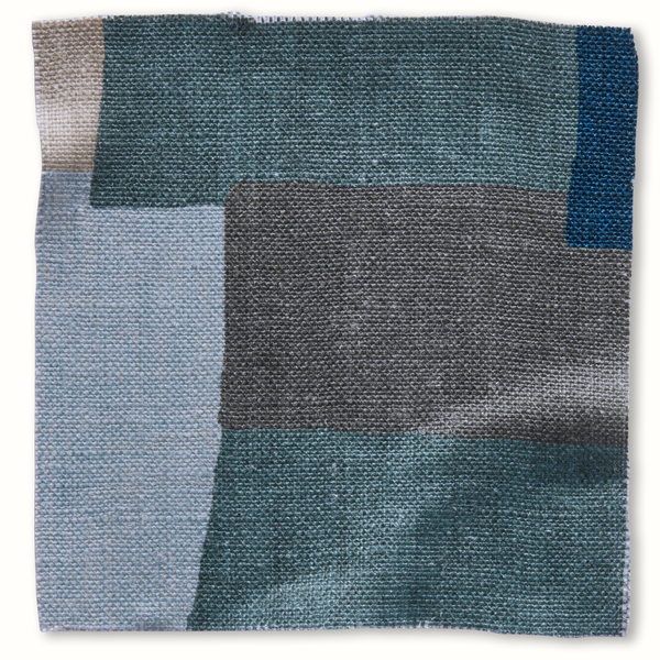 Peter Dunham Textiles Collage in Indigo/Gray Pillow