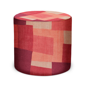 Indoor Pouf in Peter Dunham Textiles Collage in Coral/Pink