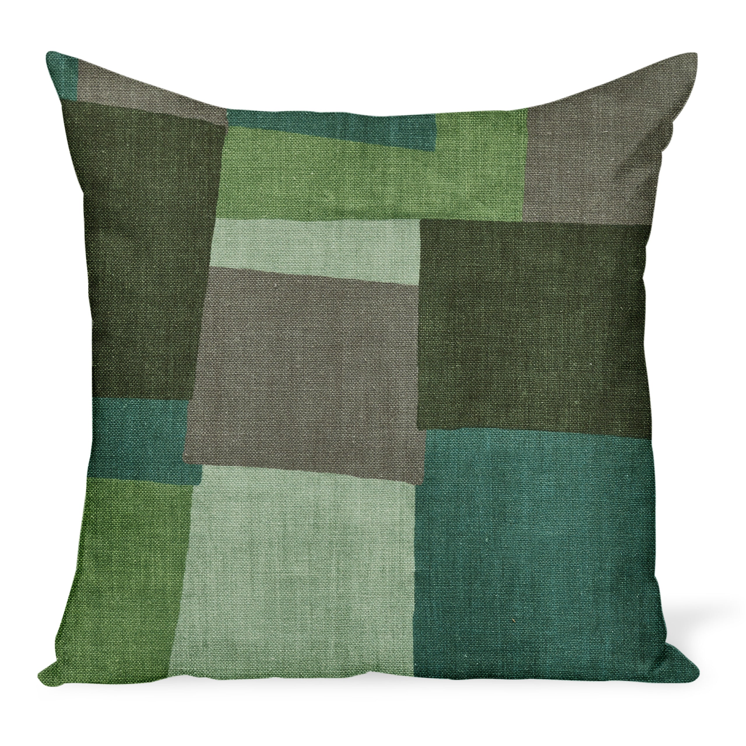 Peter Dunham Textiles Collage in Green/Gray Pillow