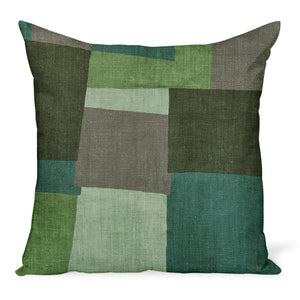 Peter Dunham Textiles Collage in Green/Gray Pillow