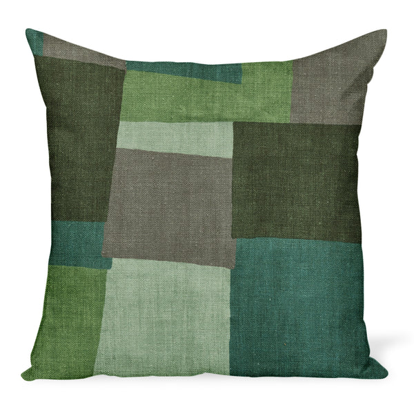 Peter Dunham Textiles Collage in Green/Gray Pillow