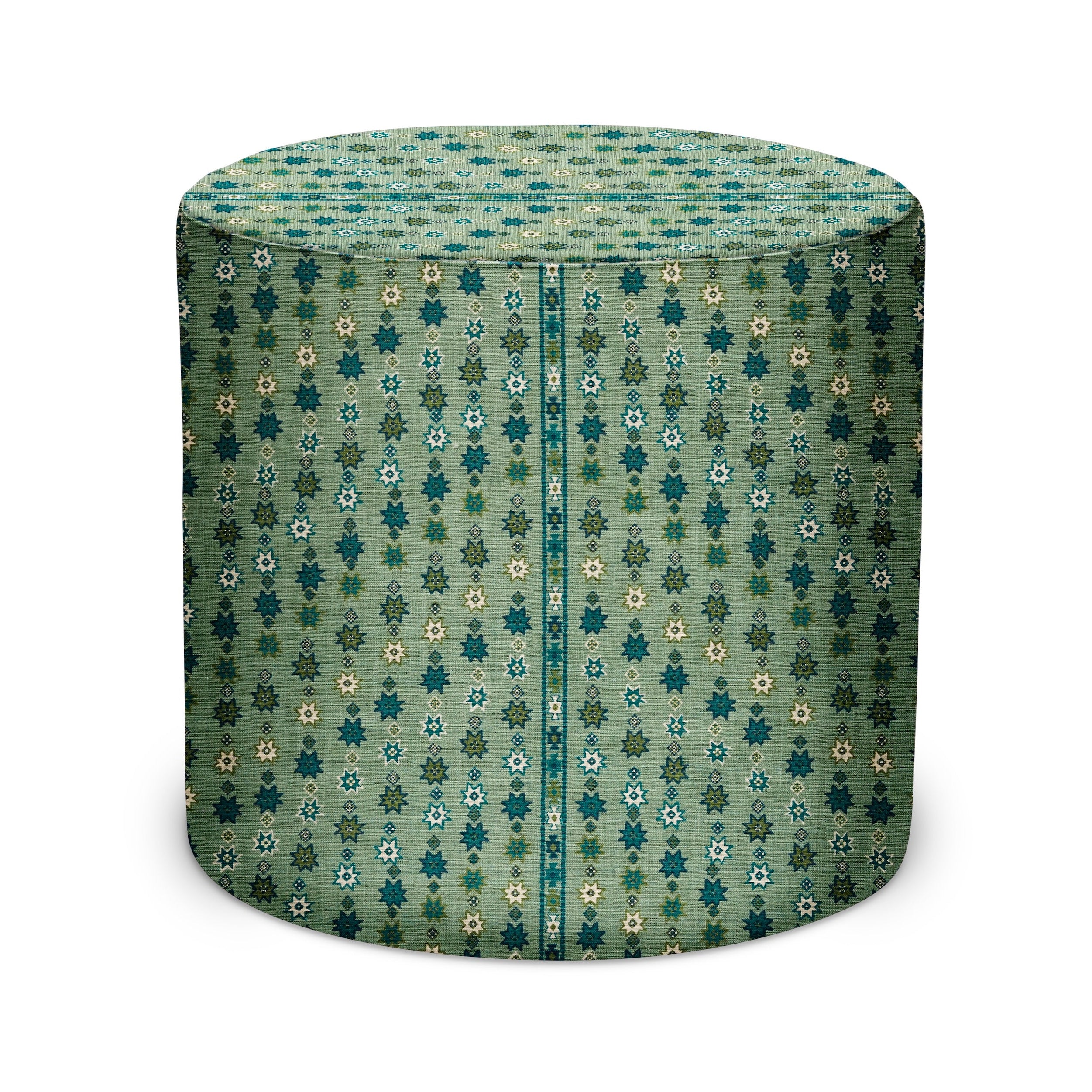 Indoor Pouf in Peter Dunham Textiles Cosima in Ocean