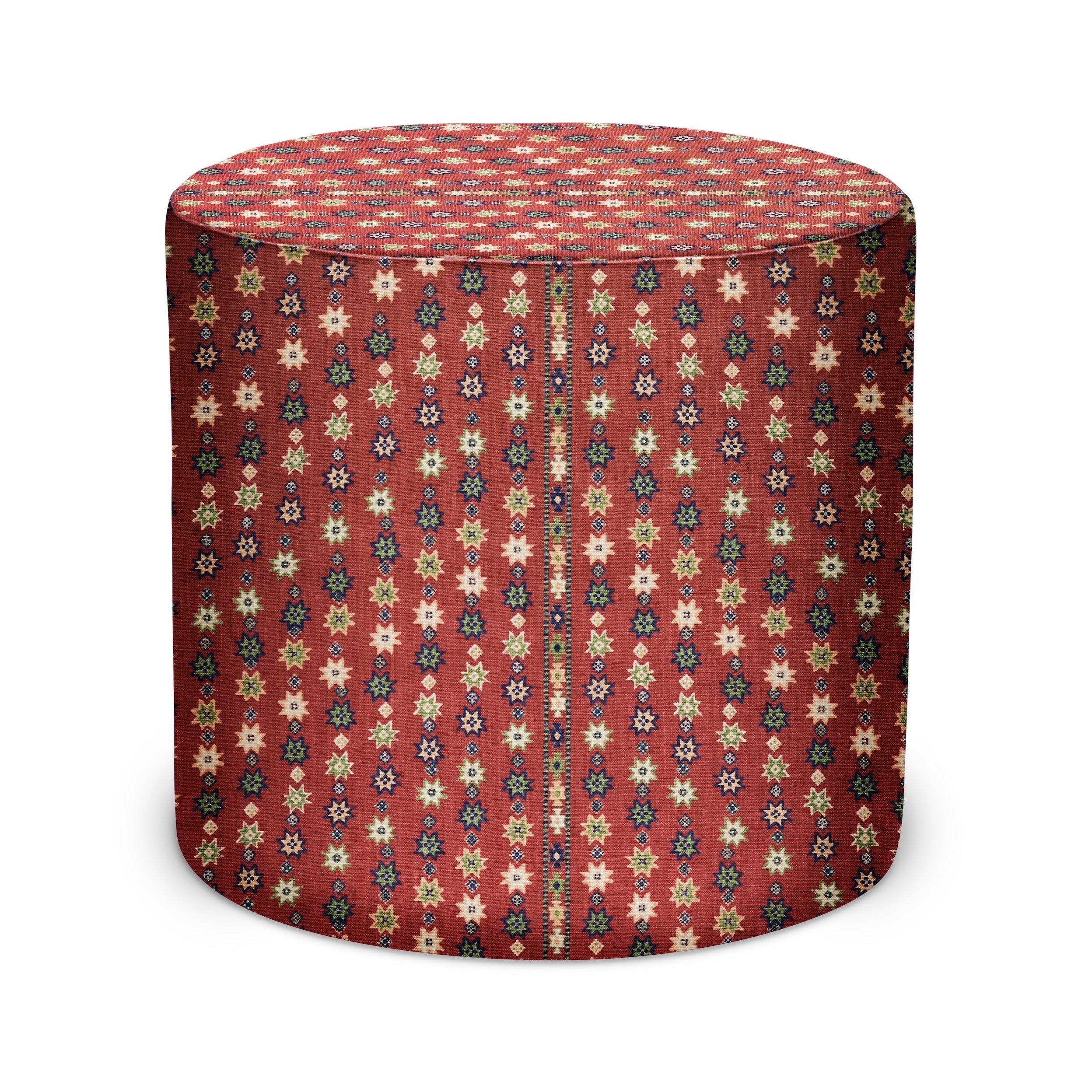 Indoor Pouf in Peter Dunham Textiles Cosima in Red
