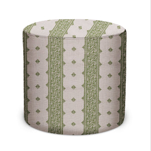 Indoor Pouf in Peter Dunham Textiles Fez in Green/Natural