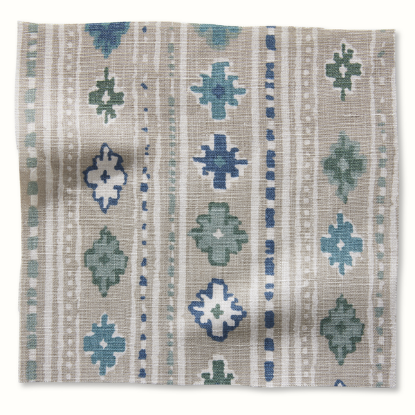Peter Dunham Textiles Gita in Mist/Indigo on Natural Pillow