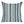 Blue and green vertical striped throw pillow with square shape and stitched edges