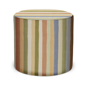 Indoor Pouf in Peter Dunham Textiles Jacob's Stripe in Gold/Sage