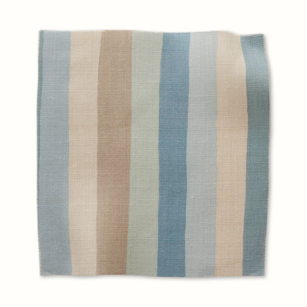 Jacobs stripe pillow cover with vertical pale blue and beige stripes