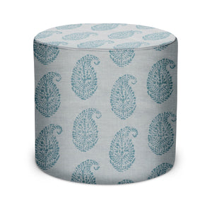 Indoor Pouf in Peter Dunham Textiles Kashmir Paisley in Blue/Blue