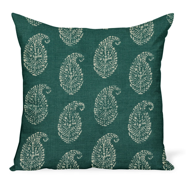 Peter Dunham Textiles Kashmir Paisley in Tea/Peacock Pillow