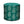 Round indoor pouf in teal with light paisley print fabric