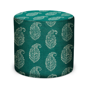 Indoor Pouf in Peter Dunham Textiles Kashmir Paisley in Tea/Peacock