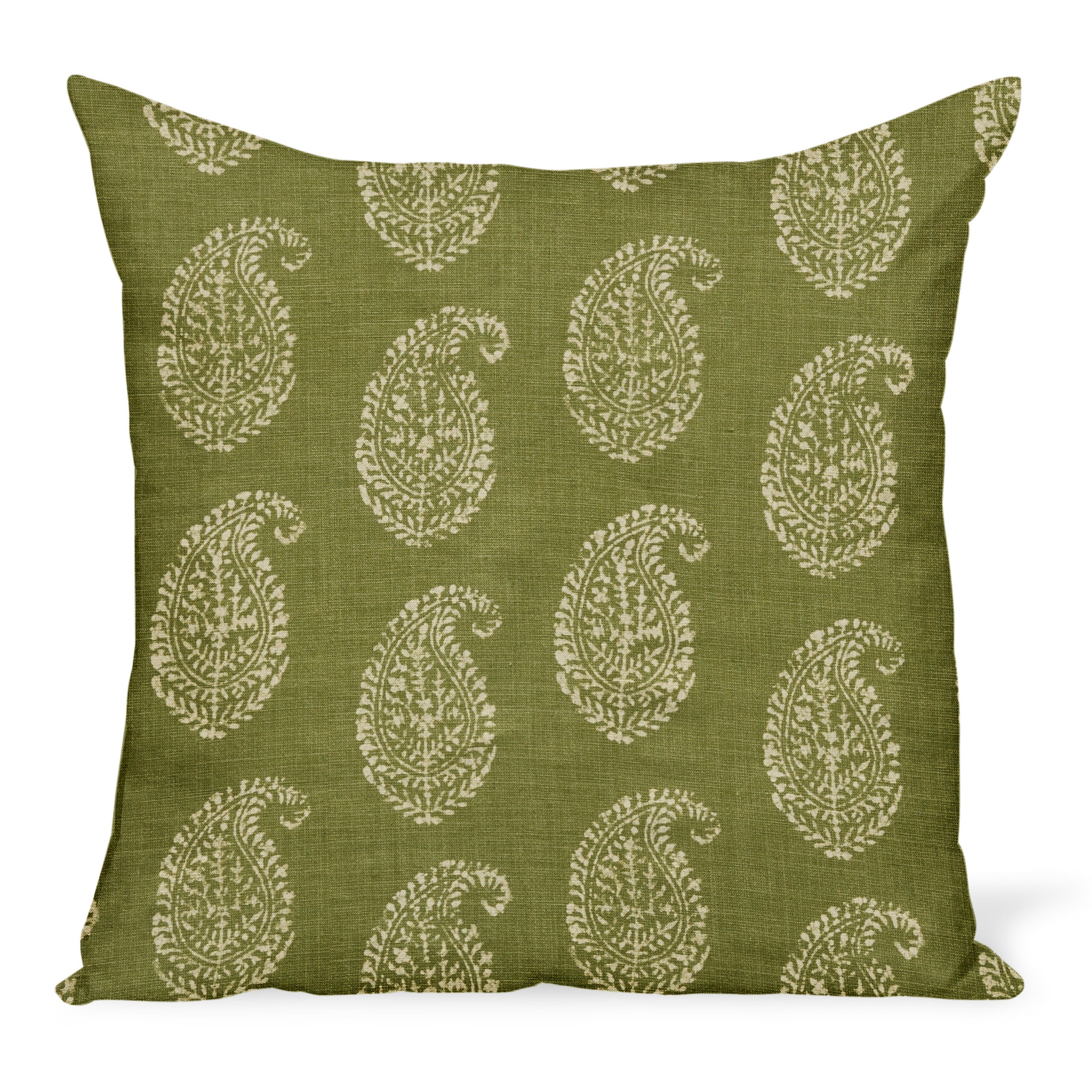 Peter Dunham Textiles Kashmir Paisley in Tea/Green Pillow