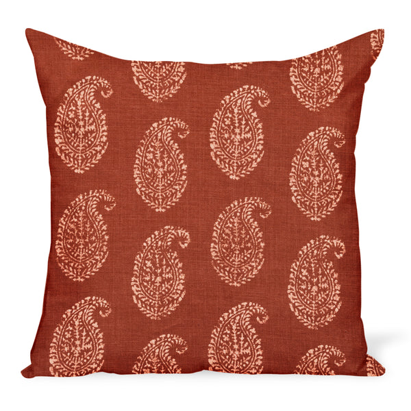 Peter Dunham Textiles Kashmir Paisley in Tea/Red Pillow
