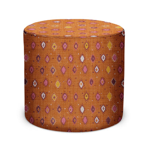 Indoor Pouf in Peter Dunham Textiles Oona in Orange/Pink