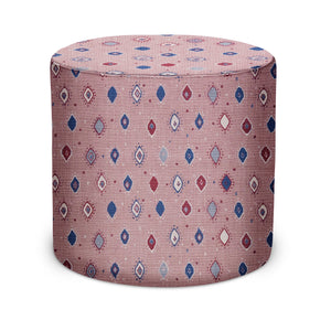 Indoor Pouf in Peter Dunham Textiles Oona in Pale Pink/Indigo