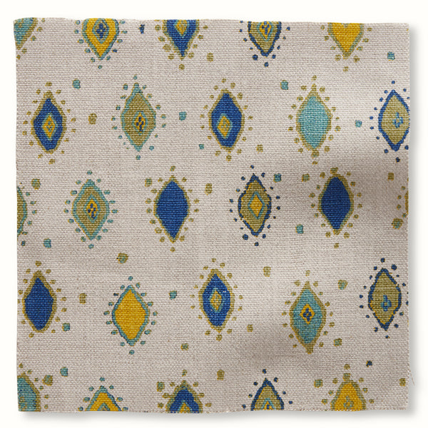 Peter Dunham Textiles Oona in Indigo/Olive on Natural Pillow