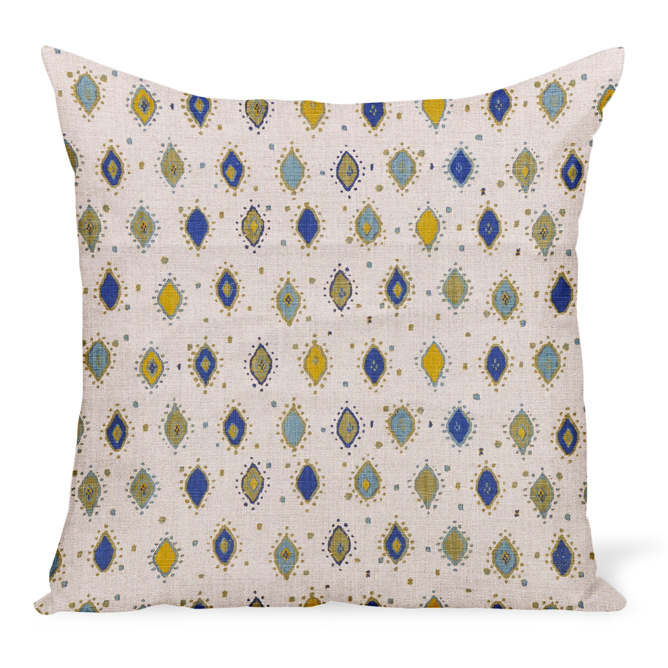 Peter Dunham Textiles Oona in Indigo/Olive on Natural Pillow