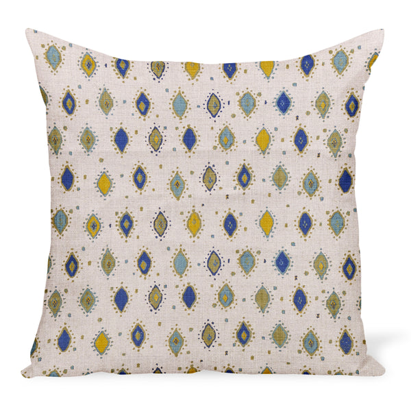 Peter Dunham Textiles Oona in Indigo/Olive on Natural Pillow
