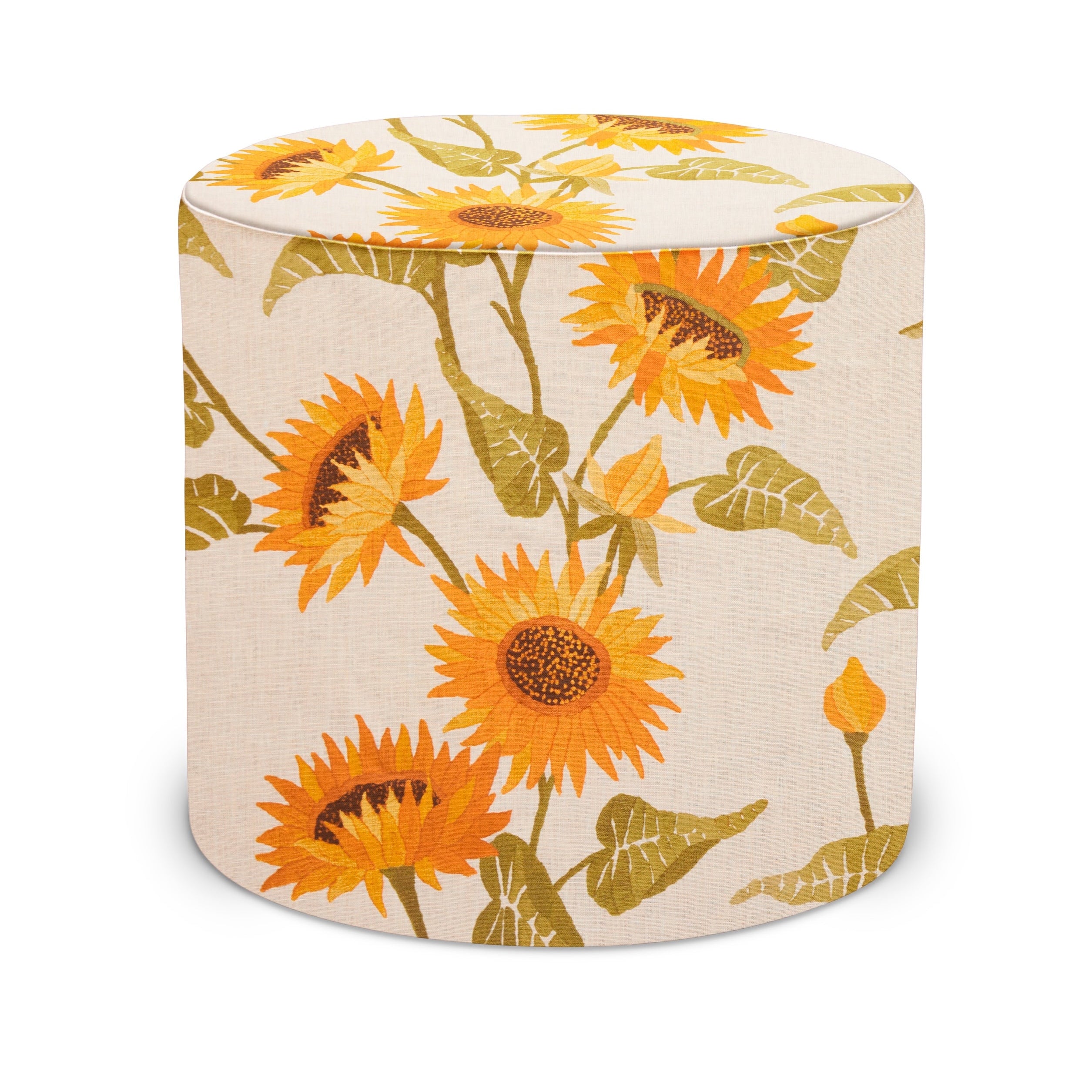 Indoor Pouf in Peter Dunham Textiles Sunflower Vine in Natural