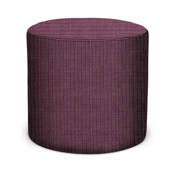 Indoor/Outdoor Pouf in Peter Dunham Textiles Canvas Woven in Plum