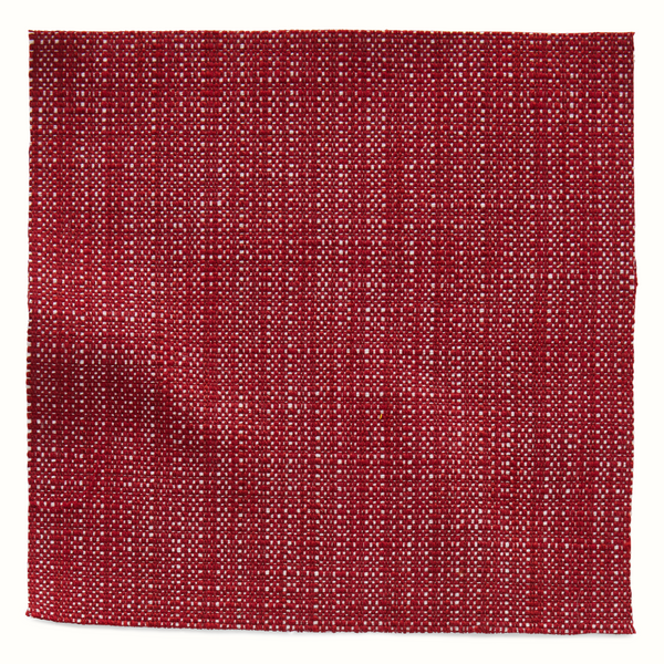 Red woven outdoor canvas pillow cover with dense grid texture