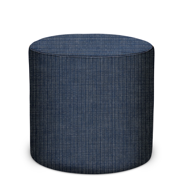 Indoor/Outdoor Pouf in Peter Dunham Textiles Canvas Woven in Indigo
