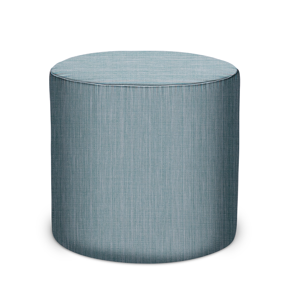 Indoor/Outdoor Pouf in Peter Dunham Textiles Canvas Woven in Sky