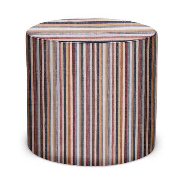 Indoor/Outdoor Pouf in Peter Dunham Textiles Espadrille in Persia