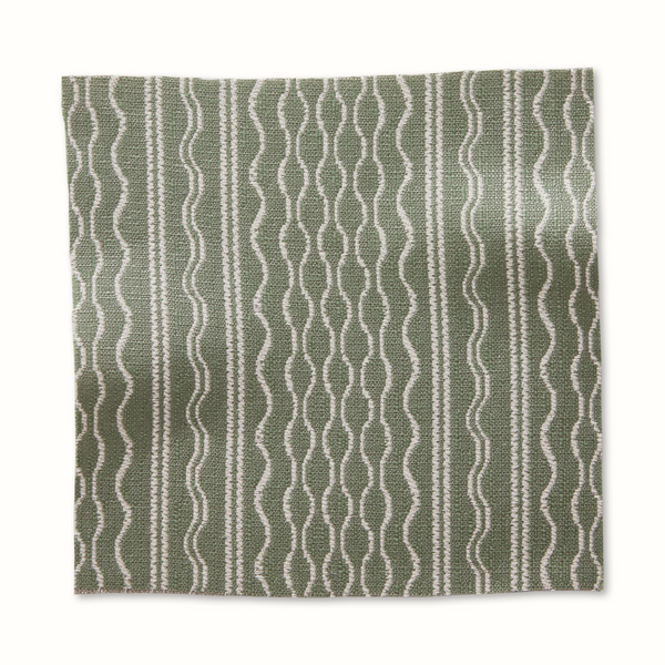 Indoor/Outdoor Pouf in Peter Dunham Textiles Hmong Stripe in Sage