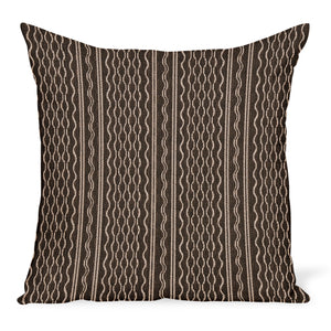 Peter Dunham Textiles Outdoor Hmong Stripe in Bark Pillow