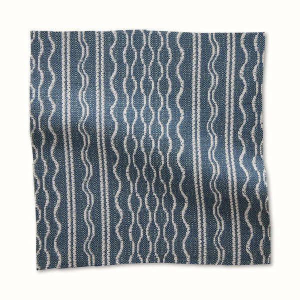 Outdoor Hmong stripe sky blue pillow cover with white wavy lattice pattern