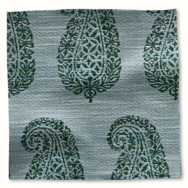 Indoor/Outdoor Pouf in Peter Dunham Textiles Mandawa in Green/Blue
