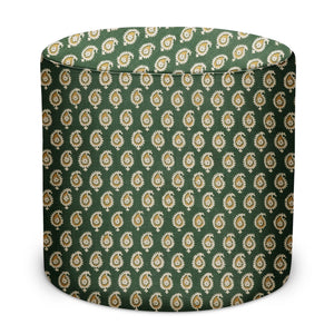 Indoor/Outdoor Pouf in Peter Dunham Textiles Janpath in Green/Gold