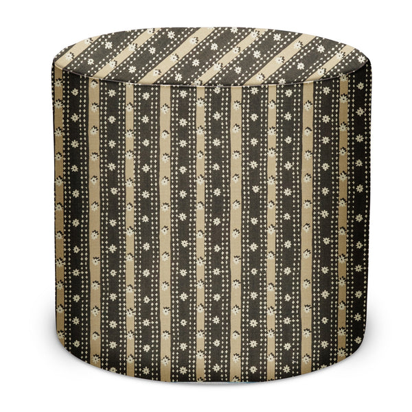 Indoor/Outdoor Pouf in Peter Dunham Textiles Mitra in Jet/Sand