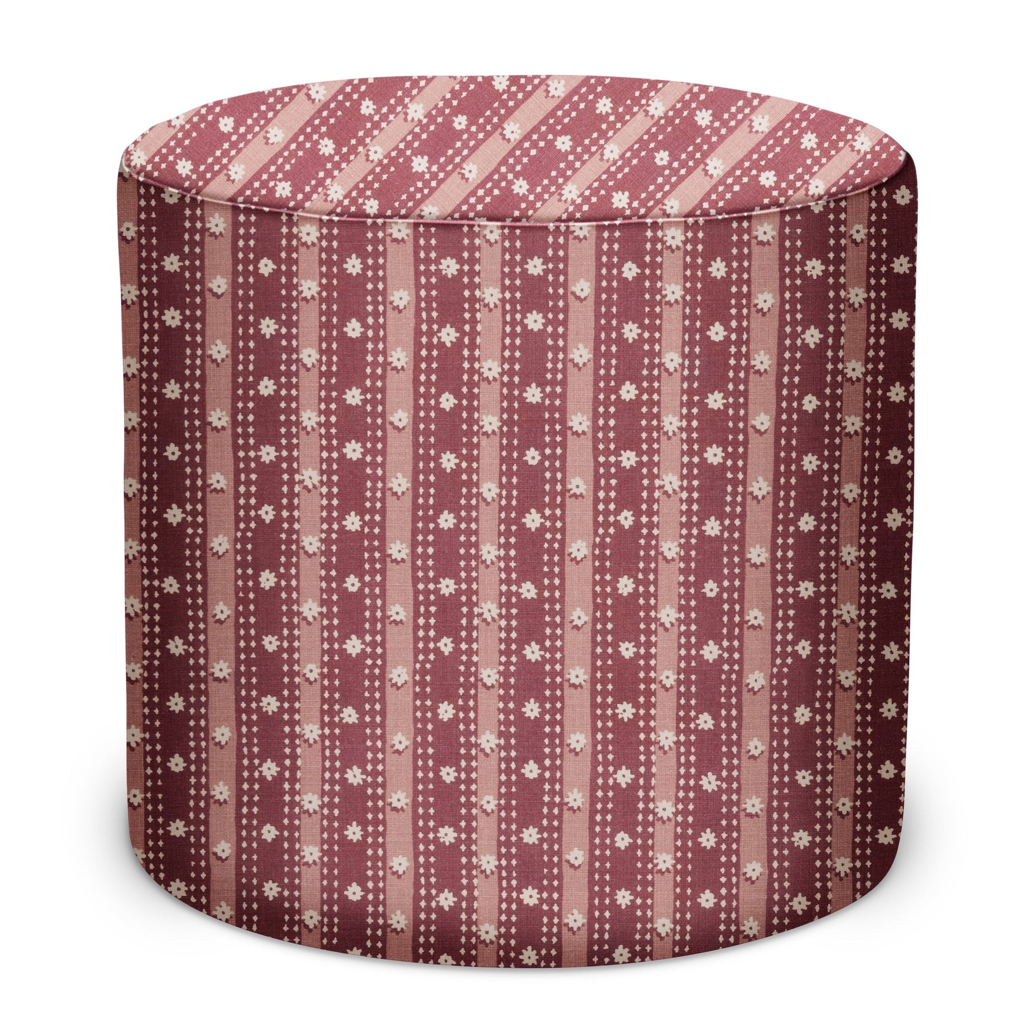 Indoor/Outdoor Pouf in Peter Dunham Textiles Mitra in Raspberry/Pink