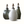 Ceramic table lamp bases: white handled sphere and two dark green vases