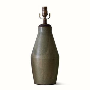 Table lamp base with brass socket hardware and olive ceramic body