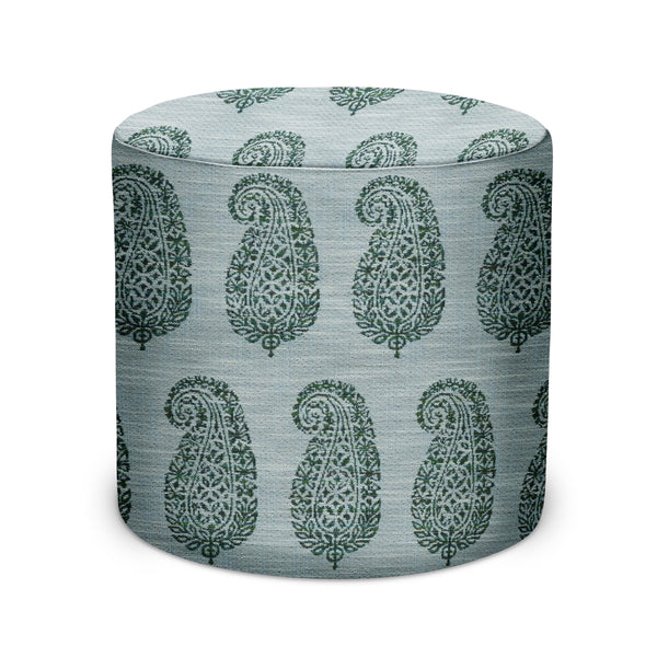 Indoor/Outdoor Pouf in Peter Dunham Textiles Mandawa in Green/Blue