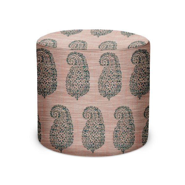 Indoor/Outdoor Pouf in Peter Dunham Textiles Mandawa in Jade/Terracotta