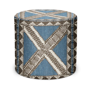 Indoor Pouf in Peter Dunham Textiles Zulu in Indigo