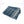 Folded indigo bedcover with grid pattern, small motifs, fringed corners