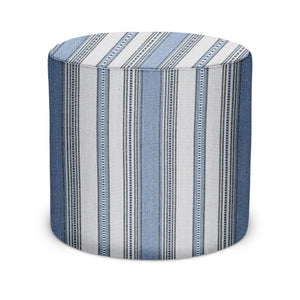 Indoor Pouf in Peter Dunham Textiles Dhurrie in Steel/Natural