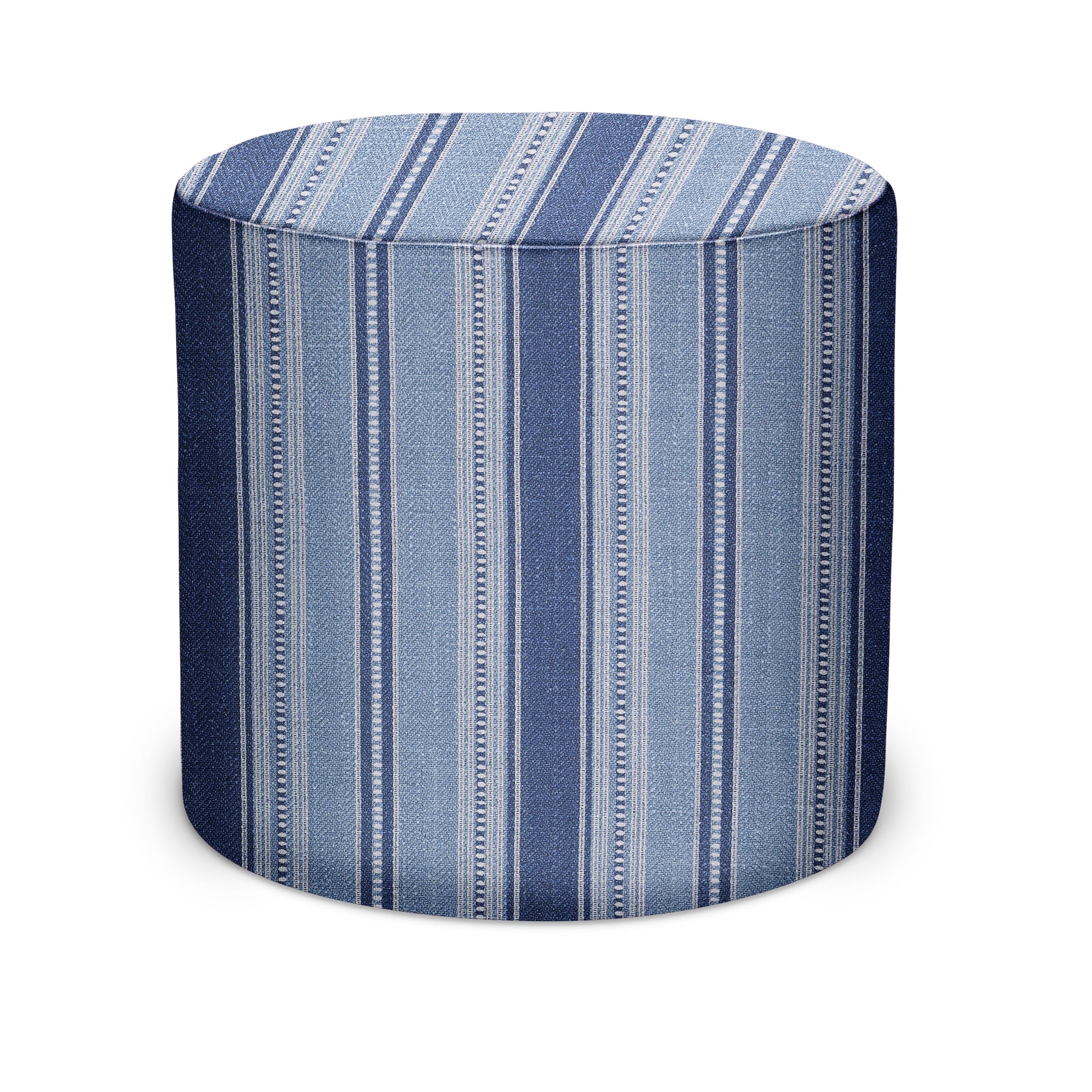 Indoor Pouf in Peter Dunham Textiles Dhurrie in Indigo/Blue