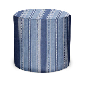 Indoor Pouf in Peter Dunham Textiles Dhurrie in Indigo/Blue