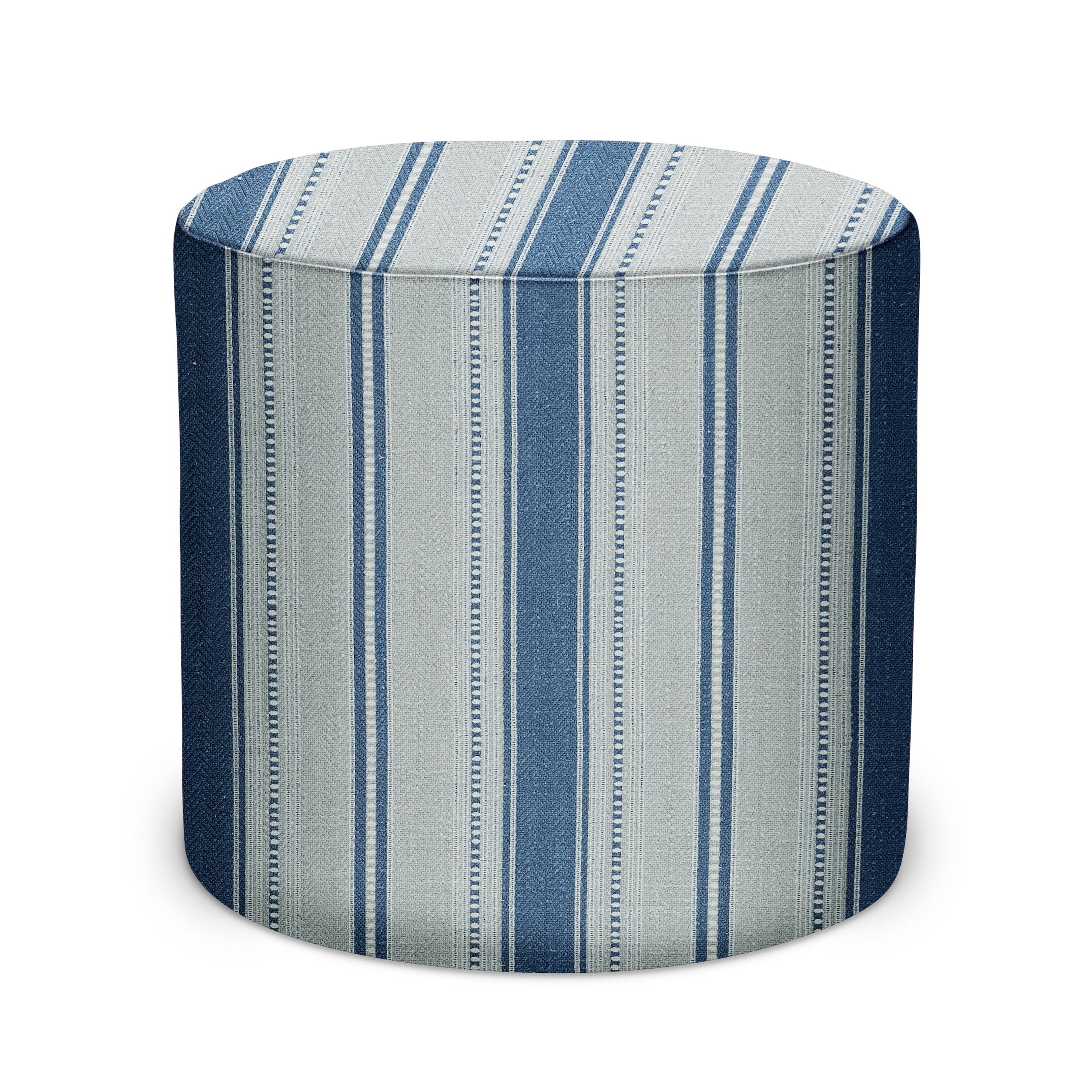 Indoor Pouf in Peter Dunham Textiles Dhurrie in Blue/Ocean