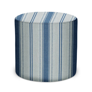 Indoor Pouf in Peter Dunham Textiles Dhurrie in Blue/Ocean